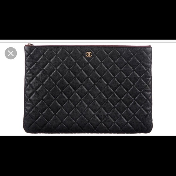 CHANEL Handbags - Chanel quilted caviar black pouch bag authentic